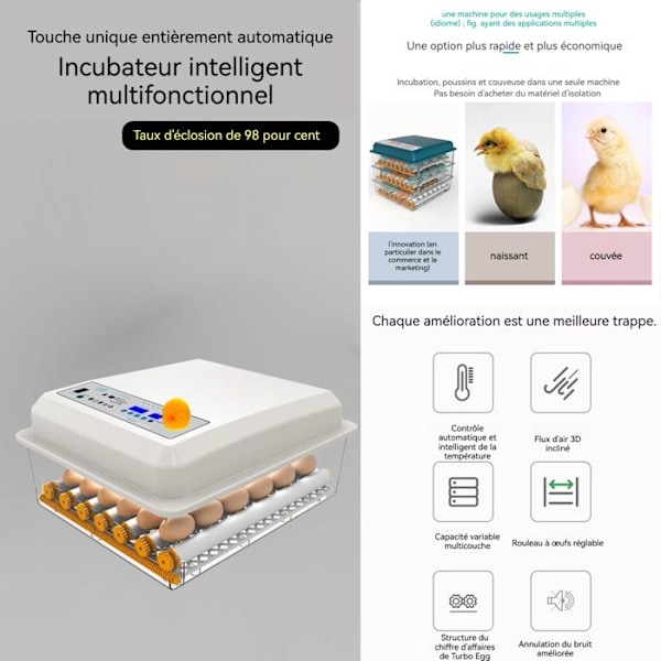 CONFO Inklubator 24 æg Automatisk Digital Høne Incubation Maskine til inkubation af hønseæg