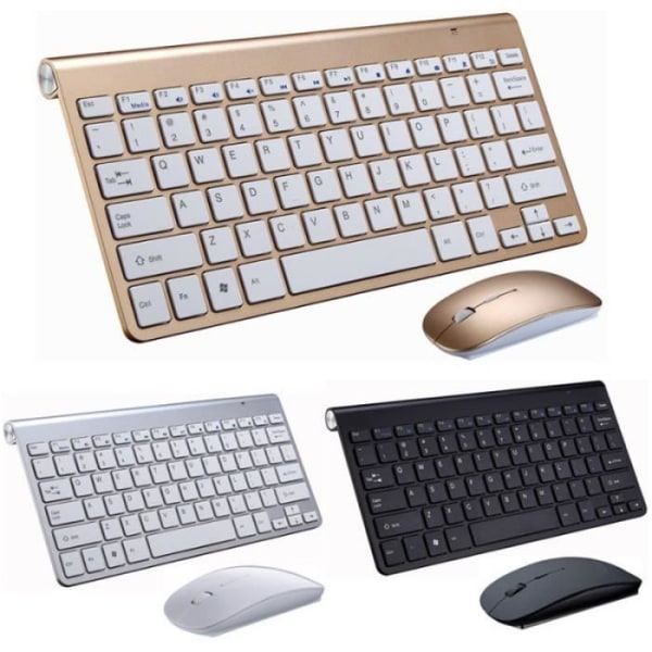 2.4G trådlöst tangentbord och mus Mini Multimedia Tangentbord Mus Combo Set för dator Laptop Notebook Gold