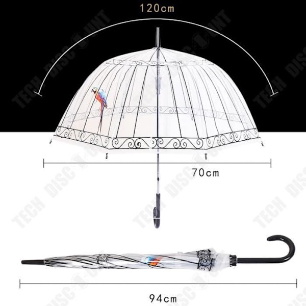 TD® Transparent Paraply Automatisk Bell Dome öppning Cane Bröllop Spets utskrift