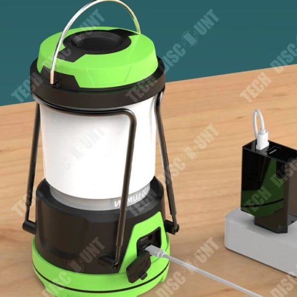 TD® Campinglampe dækket af gummi med bælteopladning, campinglampe med rødt lys og multifunktionsholder