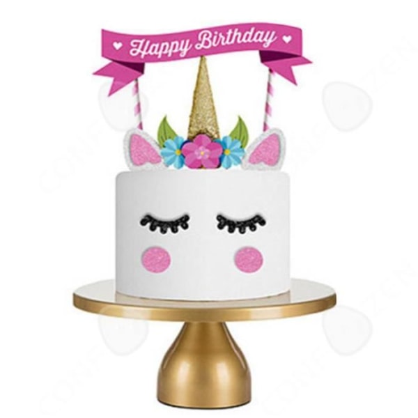 CONFO® Tårtdekoration enhörning födelsedag flicka regnbåge handgjorda tillbehör återanvändbar ballong fest banner glad bi