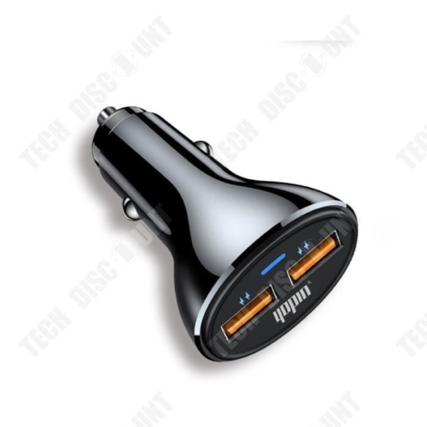 Biloplader - TD® - Hurtigoplader 3.0 - 2 USB-porte - Intelligent identifikation - Sort Svart
