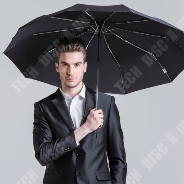 TD® Paraply diskret sort elegant regn UV beskyttelse polyesterstof automatisk høj kvalitet daglig tilbehør bagage regn