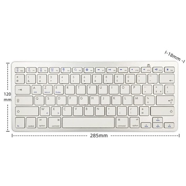 LCC® franskt tangentbord 285*120*18mm Wireless Bluetooth 3.0 Lätt att bära