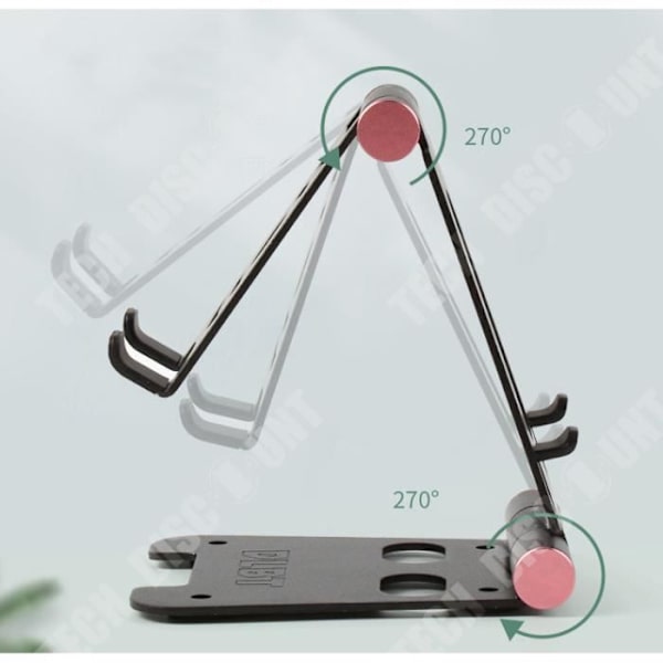 TD® Tablet- og mobiltelefonsupport, sammenklappelig, justerbar mobiltelefonholder i aluminium