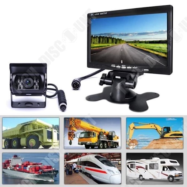Kablet bagkamera med 18 IR LED nattsyn 7" TFT LCD monitor til RV-Bus-Truck-Trailer-Caravan (Ex-kabel)