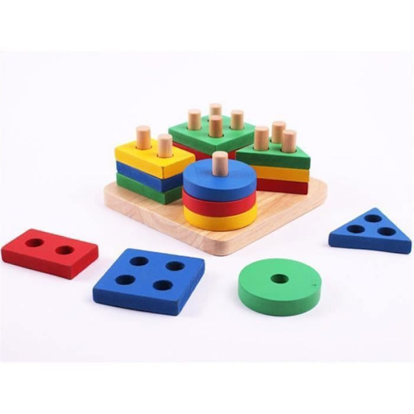 Geometriske trælegetøj - Baby - Byggeklodser - Pyramide - Børnegave