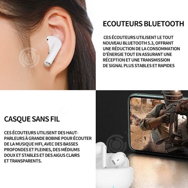 INN Langaton bluetooth-kuulokkeet 4.5x5.5cm kuulokkeen koko, bluetooth-kuulokkeiden intra-aurikulaarinen melunvaimennus pitkäkantoinen.