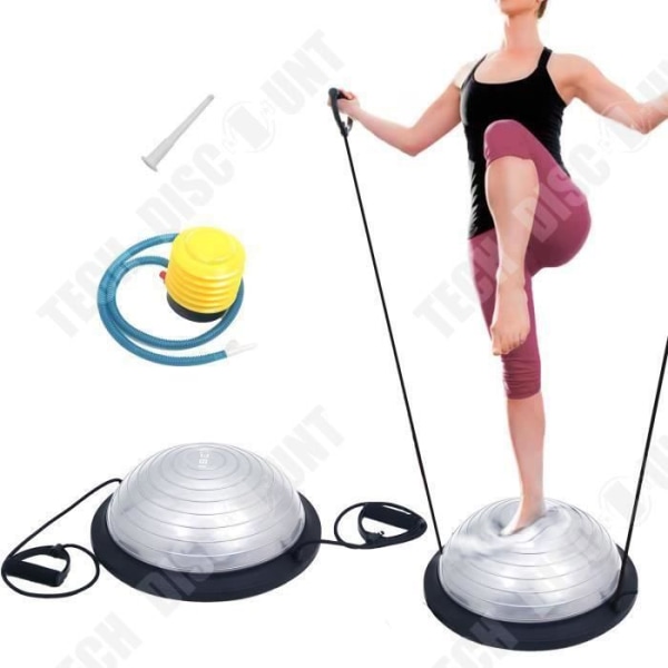 TD® Workout Half Ball 46cm med motståndskablar/Yogapump/Gymnastik,Blå/Fitness Ball yoga halvcirkelbalans