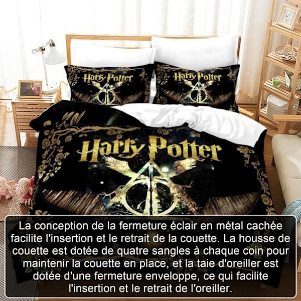 Sängkläder - TD® - Harry Potter - 1 person - 140x200 cm - Flerfärgad Flerfärgad