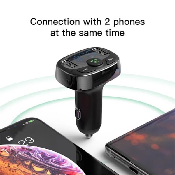 USB biloplader til cigarettænder til håndfri telefon FM-transmitter bilkit Bluetooth LCD MP3-afspiller