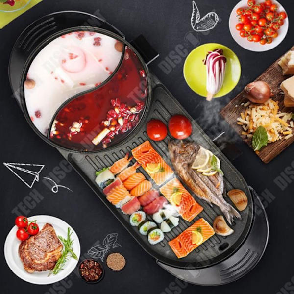 TD® Elektrisk grillad raclettepanna Pan-Dual-Purpose Hushåll Rökfri Non-Stick multifunktionsmatlagning