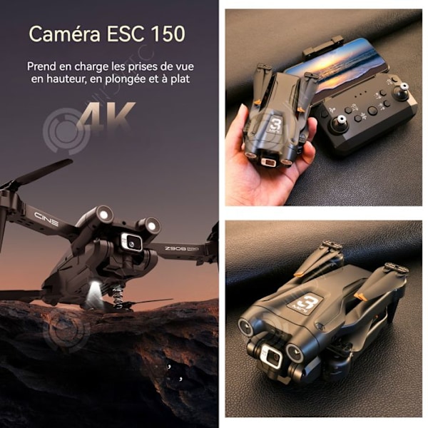 INN Drone 4K HD Luftfotografi Foldbar Drone med Obstacle Undgåelse og Optisk Flow Sort Tre Batterier