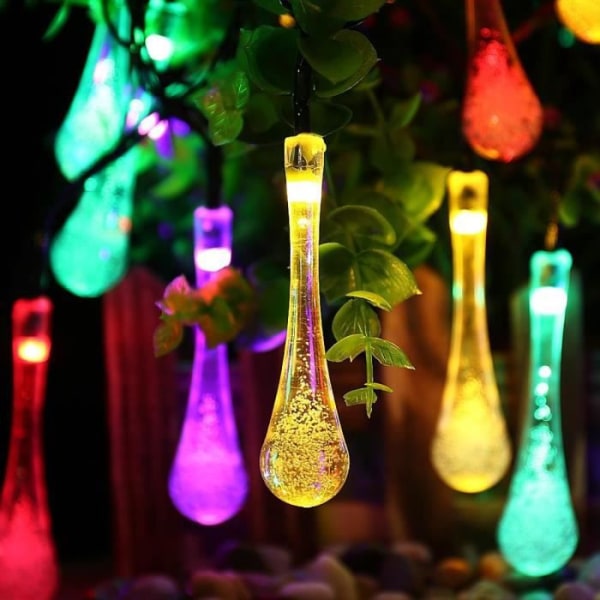 ATian Multicolor 5M 20 LED Solar Powered Water Drop String Fairy Light för trädgårdsdekoration utomhus