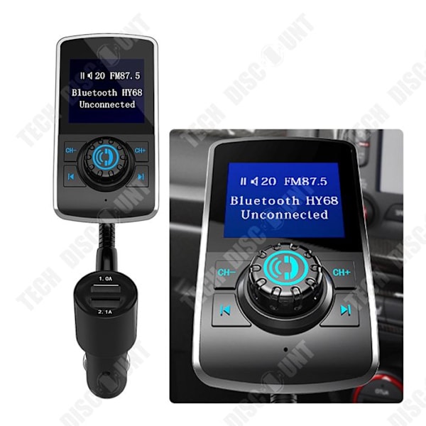 TD FM-transmitter med 1,44" skærm, FM-transmitter Bluetooth, understøtter SD- og TF-kort, Bluetooth-adapter til bil, biladapter