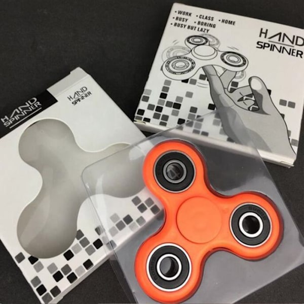 TD® Lot 2 Fidget Hand Spinner-Triangelleksak Vuxna Barn- Fingerleksak- Dekompression- Antistress- VIT -ORANGE