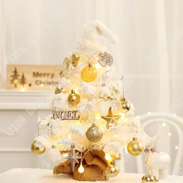 TD® Juldekorationer Vit PVC flockande mini julgran Desktop Ornament Set