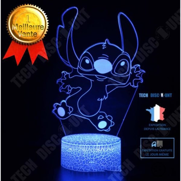 TD® 3D LED nattlampa för barn Lilo Stitch - Sänglampa för pojke och flicka - 16 färger - AM1476