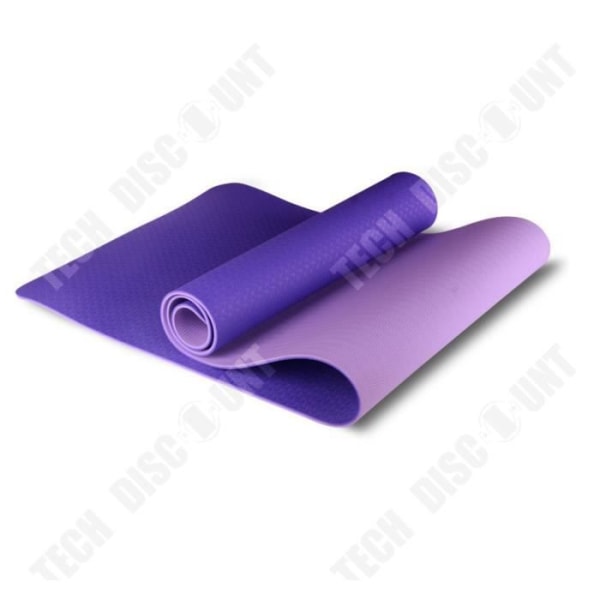 TD Halkfri tvåfärgad 6 mm TPE yogamatta för fitness och gymnastik hemma - lila 183x61cm