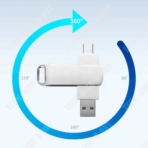 TD® USB3.0 128Gt Huippunopea Type-C Liittymä Matkapuhelin Tietokone Älykäs TV Tabletti Autostereo Metallic Hopea
