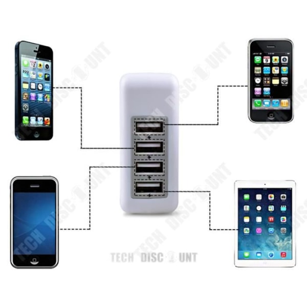USB-lader TD® Direkte lader 4USB Mobiltelefonadapter Multiport væg lader