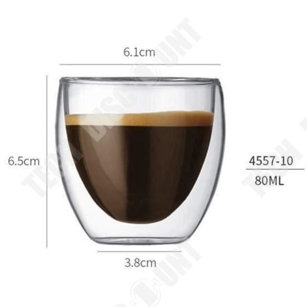 TD® set med 6 glas kaffe/espresso/espressokopp - 80ml - set/dubbelvägg kaffemuggar, original espressokopp te