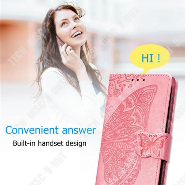 TD® Læderetui til iPhone 14 Prægede design i form af en sommerfugl Flere kortlommer Stødabsorberende