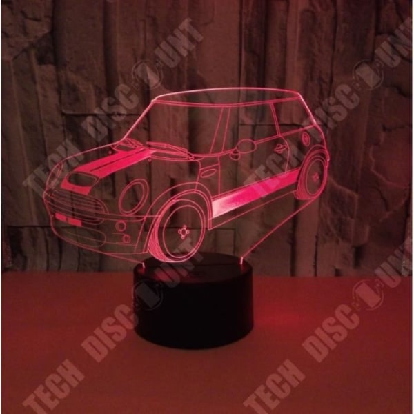 TD® 3D Night Light Bordsbordslampor 3D Glow LED Dekorativ USB-bil 7 färger