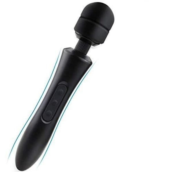 Trådlös svart trollstavsmassager i silikon med 3 hastigheter och 5 vibrationslägen för kvinnor USB uppladdningsbar