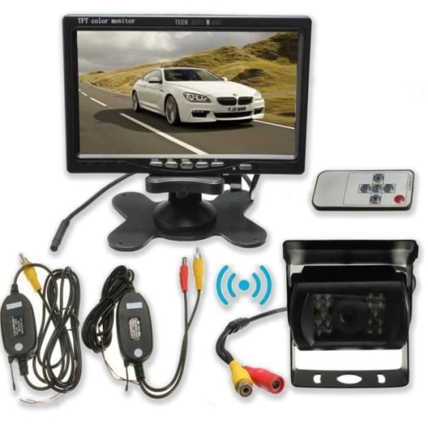 TD® Infrarød bagspejlskamera / Vandtæt 7″ LCD bageste visning Monitor Modtager Omvendt Nattevision lastbiler busser