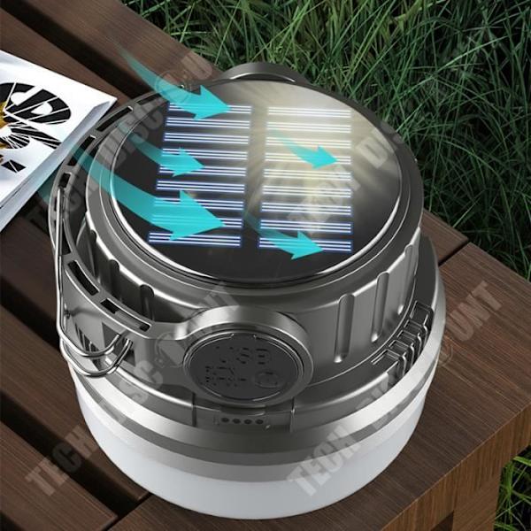 TD® Justerbar LED campinglampe med 6 hastigheder Langtidsholdbar batteri Kolde og varme nuancer Solarlampe til camping