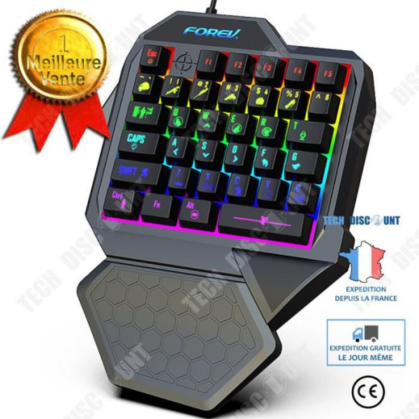 TD® Upplyst enhandsspeltangentbord FVF6 E-sportspel Trådbunden Luminous Keyer Colorful Feel Tangentbord Handstöd