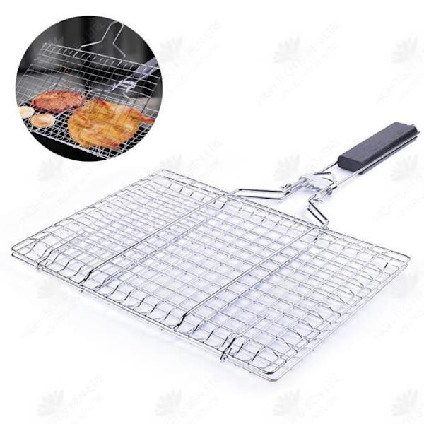 HTBE® Grill Clip til BBQ-grillet fisk i rustfrit stål, bærbar grillet fisk net, multifunktionel BBQ-skinne