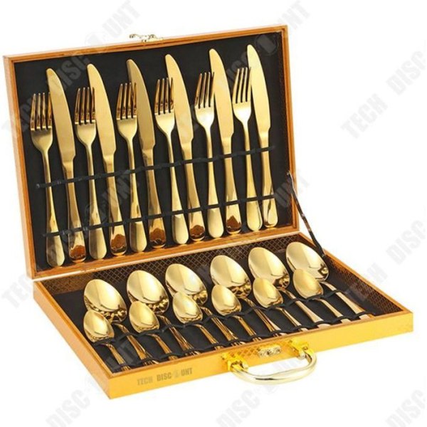 TD® 24 delar Western kniv och gaffel set guld rostfritt stål kniv, gaffel och sked 16 delar presentset