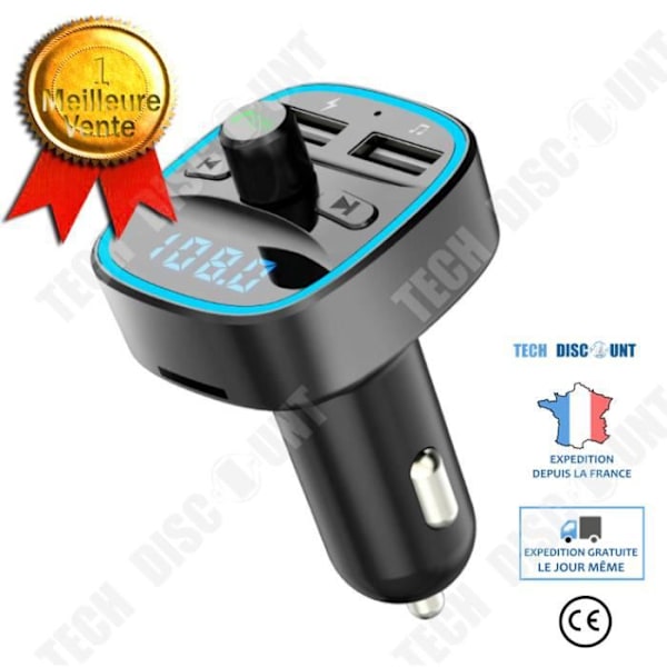 TD® FM Bluetooth-sender, bil MP3 radio trådløs kit med dual USB-porte, håndfri opkald, SD/TF understøttelse, USB