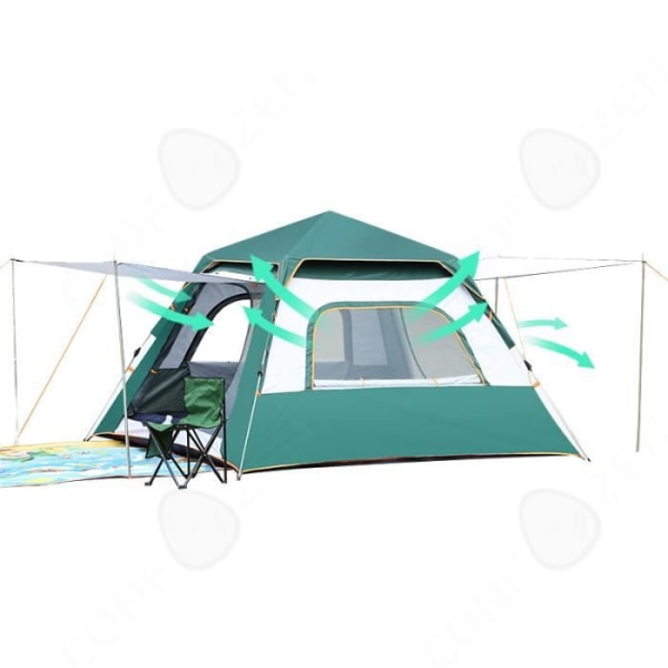 CONFO® Campingtält utomhuscamping utomhushus regntätt helautomatisk förtjockad solkräm 4 personer