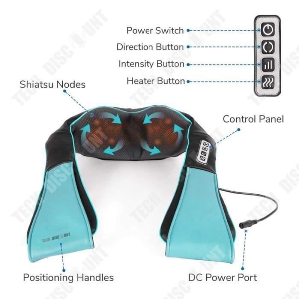 TD® sladdlös uppvärmd elektrisk nackmassager - Lindrar muskelsmärta - Smart kudde
