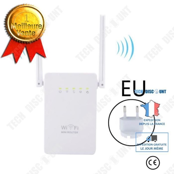 TD® Netværksforstærker 300M trådløs forstærker af WiFi-signal med dobbelt antenne