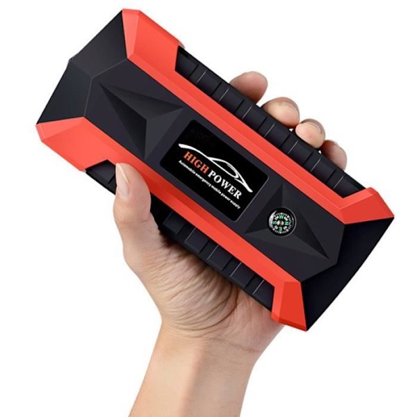 TEMPSA 89800mah biljumpstarter Nødstarter Bilbatteri 4USB EU Stik Svart och röd