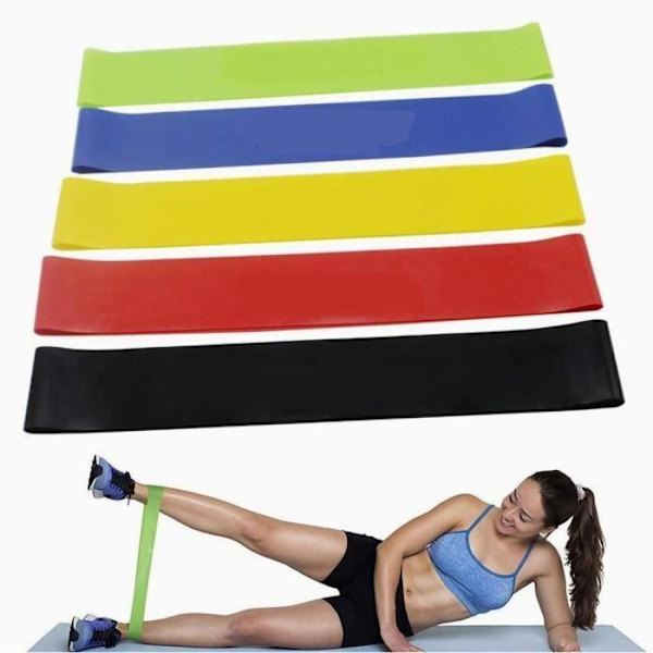 Resistance Band Set (5) - Loop Fitness Elastic Band - Bodybuilding Pilates Squat Sport Flerfärgad