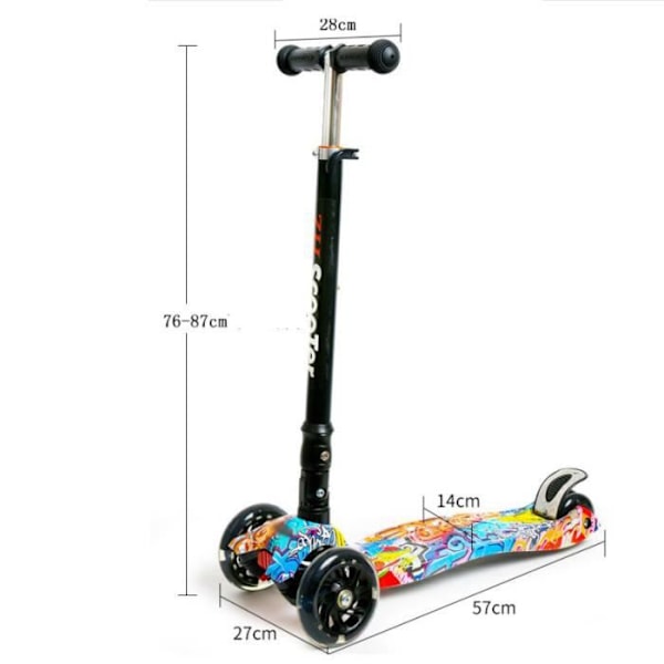 TD® Scootti lapsille valoisa polkupyörä moottoripyörä kolmipyöräinen hiljainen monivärinen oppiminen kestävä taitettava säädettävä
