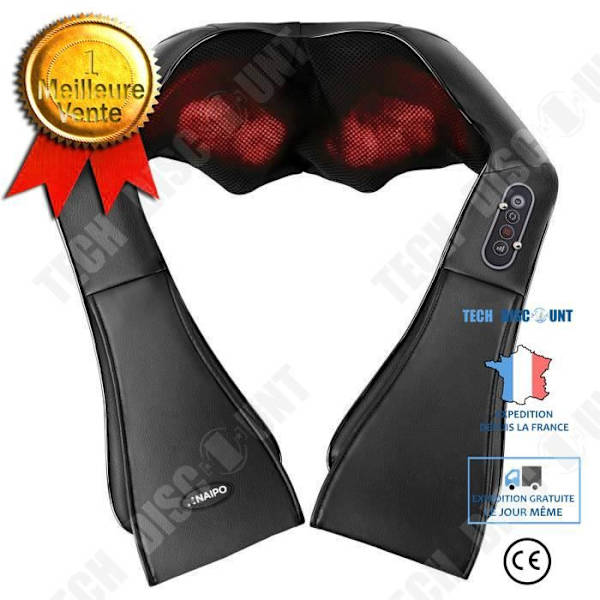 TD® axelnackmassager med Shiatsu 3D-rotationsmassagerullar MGS-150D 8 roterande noder Dammtätt värmesystem