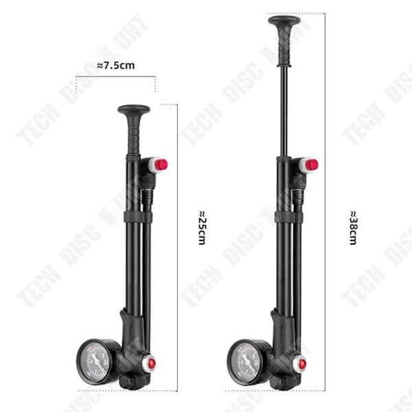 TD® Polkupyöräpumppu Kannettava polkupyöräpumppu Kaikille polkupyörille Paine 300PSI Polkupyörän ilmastuspumppu monitoimimittarilla