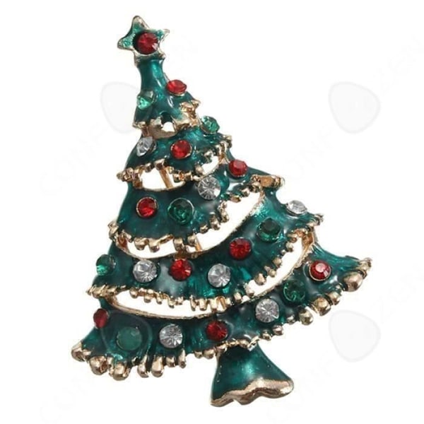 Brosch - CONFO - Julgran - Grön emalj - Strass - Metallstift Grön