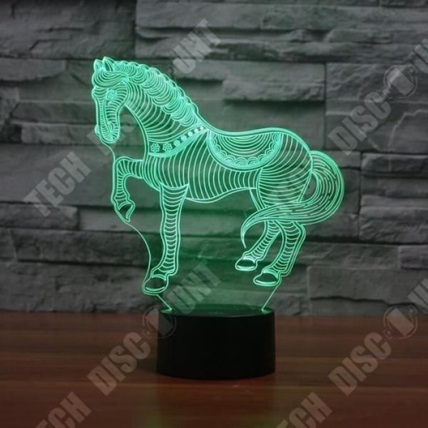TD® Optisk bordslampa dekorativ taktil 7 färger optisk illusion - hästmodell - låg förbrukning USB-kabel eller 3 batterier