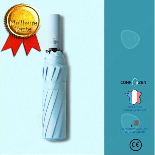 CONFO® Parasol 12 os triple automatisk gummisort sort regn og sol paraply til dobbelt brug reklameparaply til firmaer