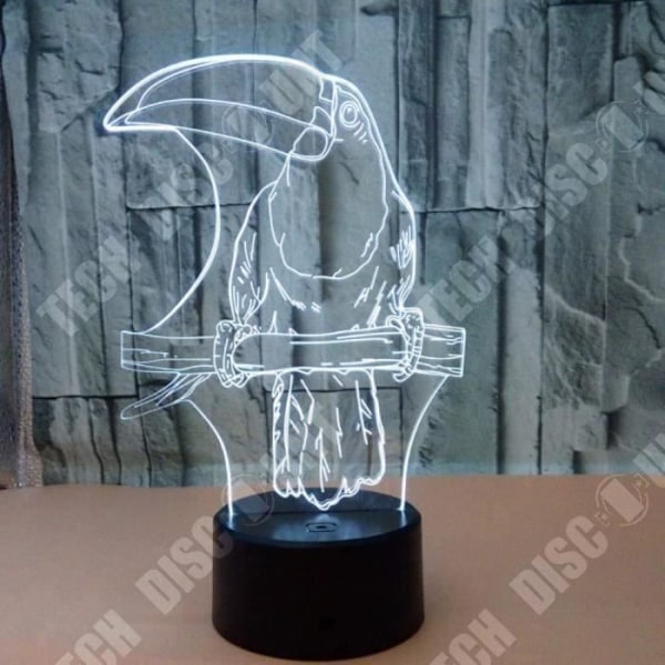 TD® Dekorativ berøringsoptisk lampe 7 farver optisk illusion - model tucan - lavt forbrug kabel USB eller 3 AAA-batterier