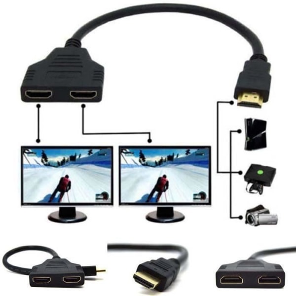 Adapter Hane HDMI-uttag till Dual Female HDMI Multi-socket HDMI-omkopplare