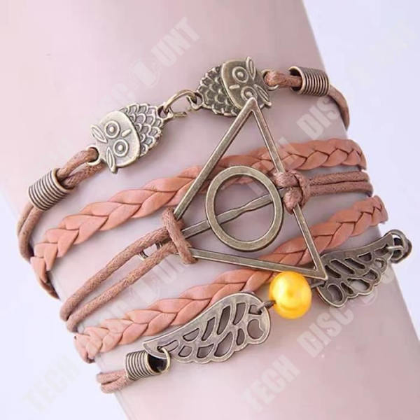 TD® Armbånd uglevinger trekant RDLM Harry Potter Armbånd med flettet læder og motiv af ugler, trekanter og vinger