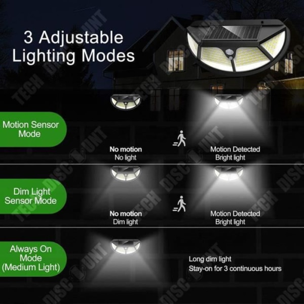 TD® DIY MORE Solcellelampe Udendørs 100led, 9 Pakke Udendørs Sollys Bevægningssensor 270° Vandtæt til Ja